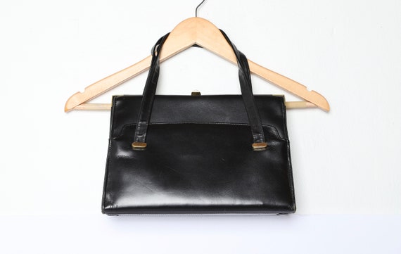 Vintage BLACK leather ROLFS mid-century 1950s 60s purse | Etsy