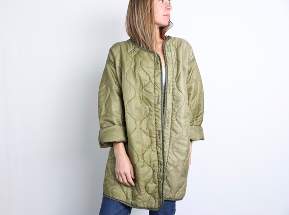 vintage QUILTED Liner jacket Olive green military