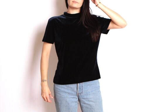Blue Mock Neck Top - Etsy