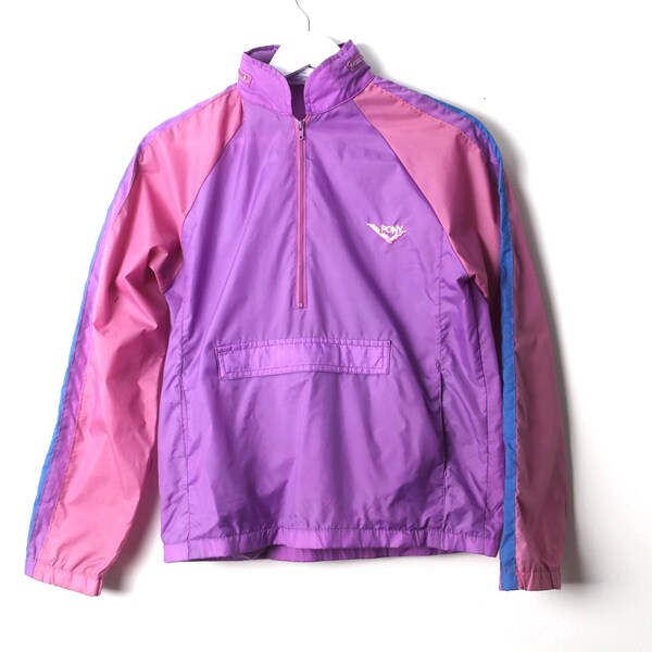 vintage 80s 90s women's WINDBREAKER anorak parka color block vintage JACKET coat -- Pony Brand -- Size Small Women's -- Free Shipping