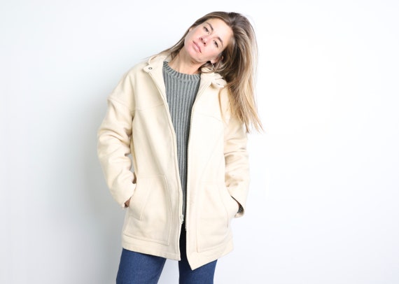 vintage MID-CENTURY cream jacket hoodie parka 1950