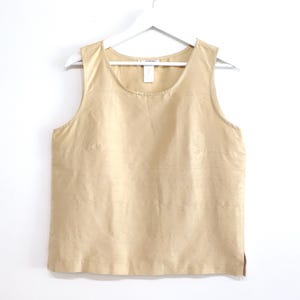 vintage SILK boxy GOLD tank top speckled women&#39;s 90s does 60s vintage gold TANK top -- size medium -- Free Shipping U.S.A