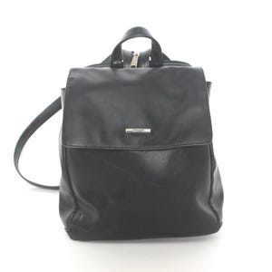 vintage black LEATHER backpack 90s mini purse bag backpack leather BACKPACK rucksack with adjustable straps