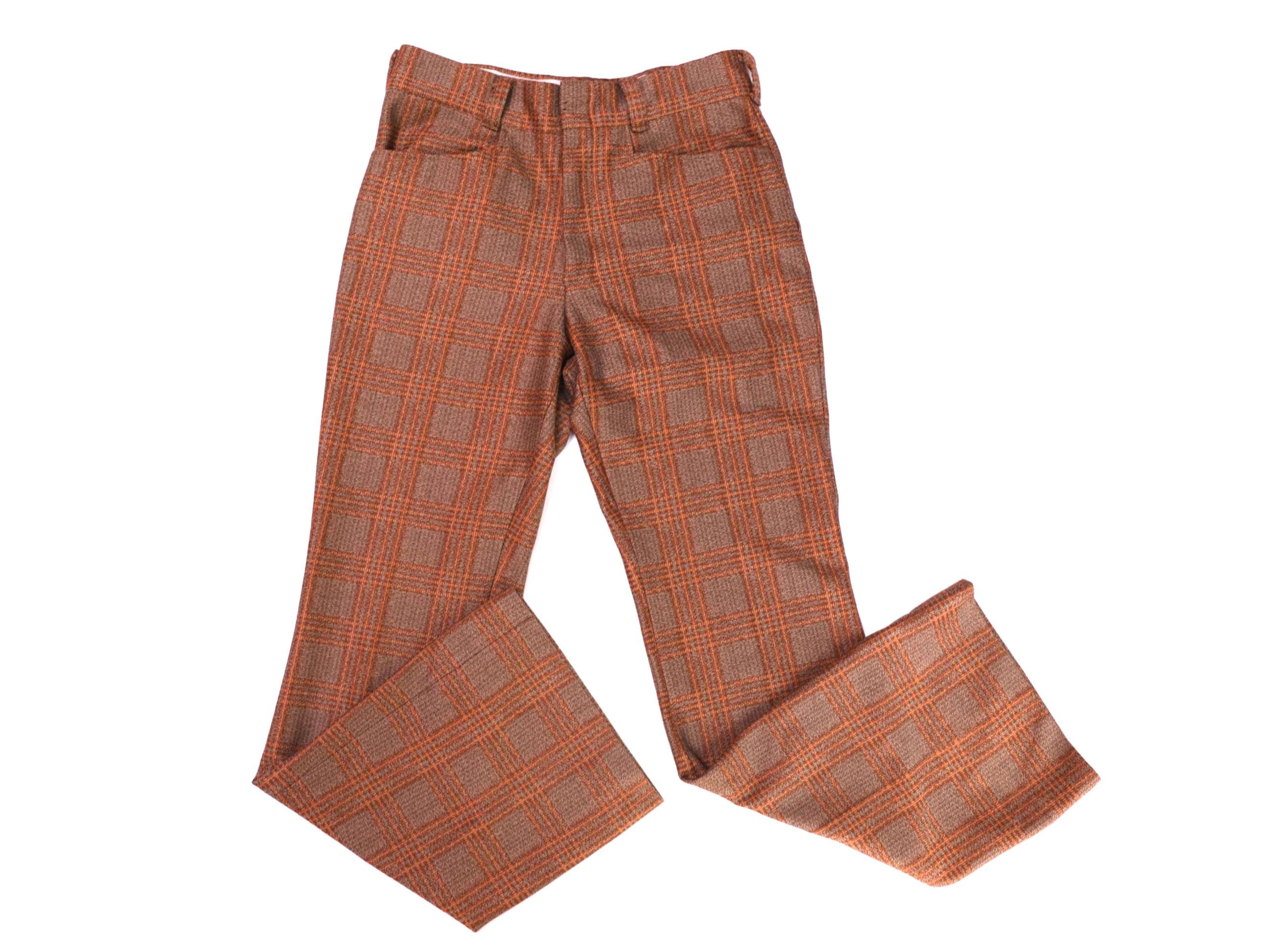 パンツ 40s 50s 60s vintage plaid flare pants Vintage PLAID 1950s 60s Vintage Mid-rise Bunched FLARE Wide Leg