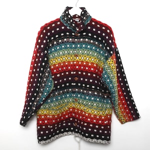 Vintage 90s Japanese Brand Multicolor Wool Winter Jacket - Etsy