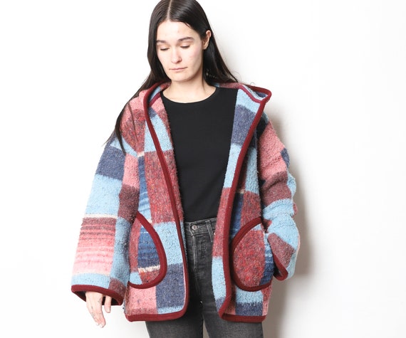 vintage MID-CENTURY sweater jacket wrap hoodie par