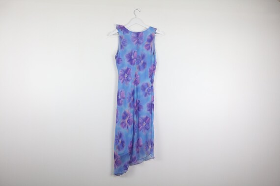 1990s asymmetric floral MAXI jumper ruffle neck 1… - image 4