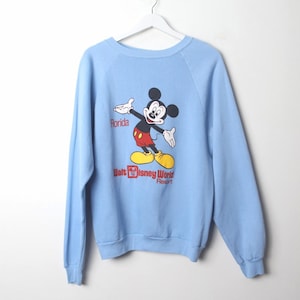 vintage BOXY blue MICKEY mouse crewneck sweatshirt 1980s Disney original FLORIDA vintage sweatshirt -- Size Large -- Free Shipping bild 1