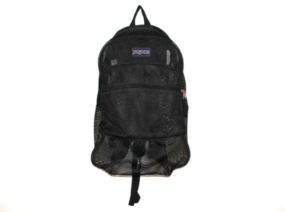 Vintage Black JANSPORT Mesh Backpack 1990s Y2K Color Block Book