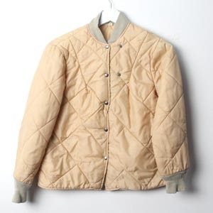 1950s 60s BOXY rare Brown & Tan QUILTED vintage mid-century fall jacket coat  - women's size small/medium