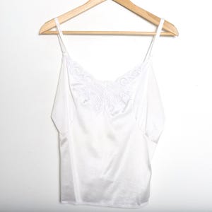 vintage SILKY white/cream CAMISOLE 1990s y2k vintage tank top -- size medium/large women&#39;s - FREE shipping U.S.A
