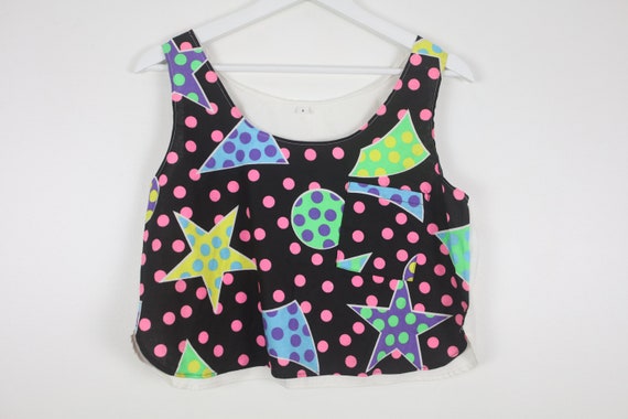 vintage 90s y2k STAR pattern wild one CROP tank t… - image 1