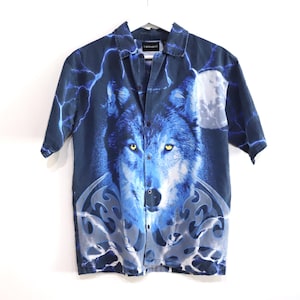 vintage WOLF blue and silver ICEMAN wild one late 90s y2k guy fieri special -- women's size small/medium -- FREE shipping U.S.A