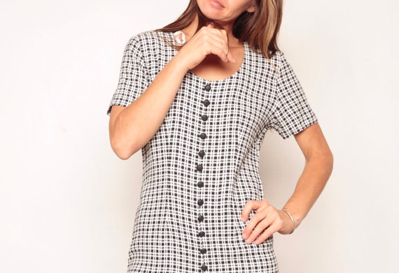 90s gingham MAXI grunge blossom black & white -- v
