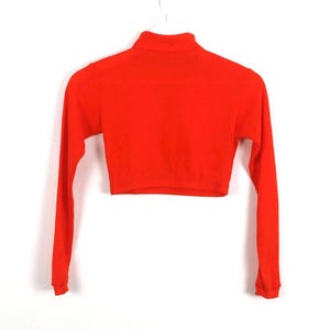 vintage CROP TOP red turtleneck BOXY 90s y2k red long sleeve top -- size large