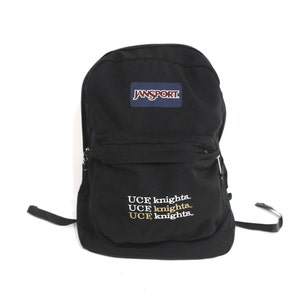 vintage 1990s y2k black JANSPORT nylon BACKPACK hiking daypack CLASSIC lightweight hiking biking bag U.C.F. Knights