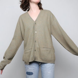 vintage 60s 70s OLIVE green oversize boxy SLOUCHY grunge vintage sweater top -- size large - FREE shipping U.S.A