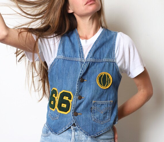 vintage LEVI'S denim faded mid 60s jacket vest --