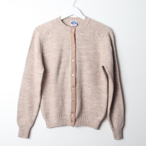 vintage MID-century heather tan women&#39;s sweater 1960s CARDIGAN women&#39;s sweater -- size medium women&#39;s cardigan
