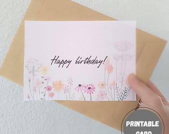 Floral Happy Birthday Card (Digital Download)