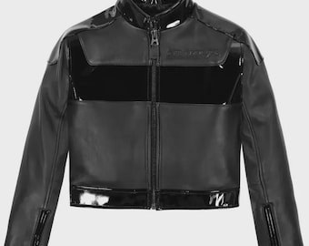 Handmade Avirex Cowhide Leather Motorcycle Jacket: Women's Cropped Biker