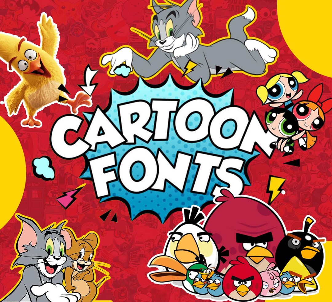 Cartoon Typefaces Cartoon Fonts Bundle | 50+ Kids Comic Style TTF OTF Fonts for Crafting ...