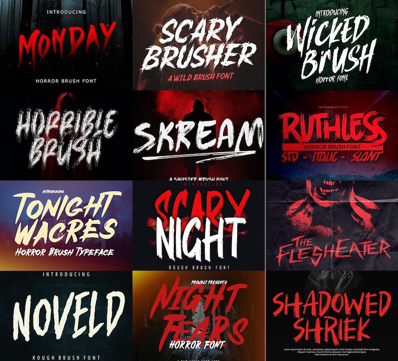 Horror Brush Font: Creepy Halloween Typeface (OTF, TTF), Scary ...