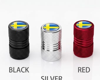 Swedish Flag Tire Valve Caps – Aluminum Wheel Stem Covers (Set of 4)
