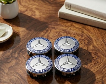 Set of 4  Wheel Center Caps | 75mm Blue Alloy Hub Covers