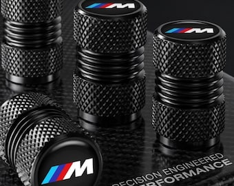 M Performance Style Black Aluminum Tire Valve Caps Set of 4, Car Wheel Accessories
