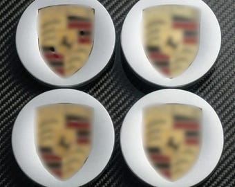 Silver Wheel Center Caps Set 4 | ABS Plastic Hub Caps with Gold Crest Emblem