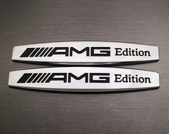 Sport Style Metal Fender Badge Emblem | Silver Black Car Side Sticker (2pcs)
