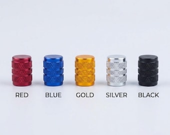 Set of 4 Aluminum Tire Valve Caps, Colored Stem Covers, Universal Car Wheel Accessories