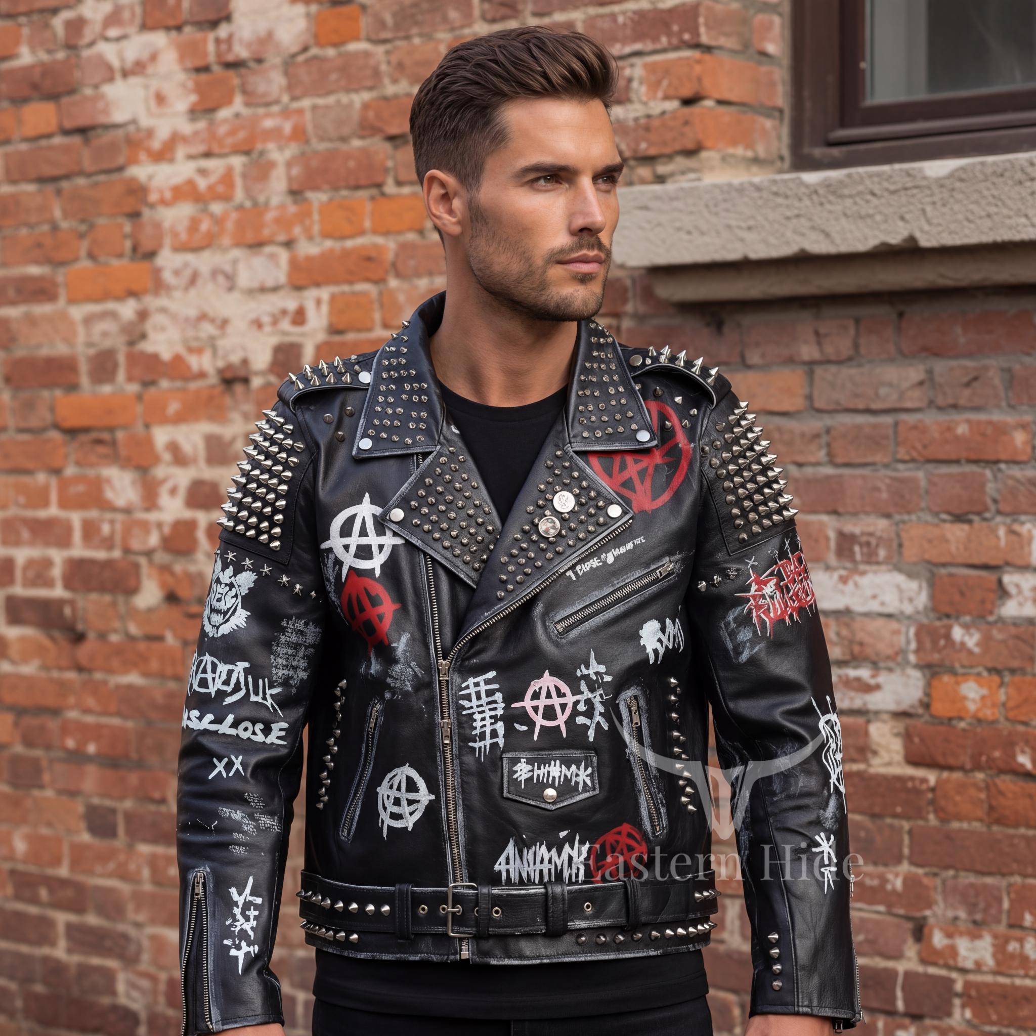 Anarchy Punk Leather Jacket - Etsy