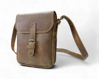 Leather Crossbody Messenger Bag | Handmade Full-Grain Leather Shoulder Bag | Vintage Satchel | Perfect Gift for Him