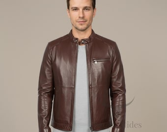 Vintage verweerd bruin leren caféracerjack: motorbikerstijl