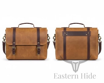 Handmade Leather Laptop Bag Cross-Body Briefcase Messenger Bag