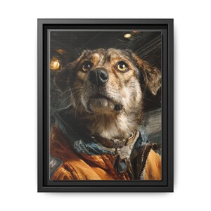 Canvas Print, Astronaut Dog in Spaceship Art, Matte Framed Wall Hanging, Home Decor Gift, Space Explorer, Dog Lover Gift