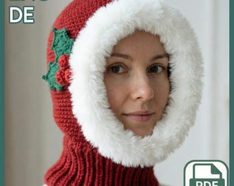 Patrón de crochet para pasamontañas navideño/capuchón elegante Frost & Berry