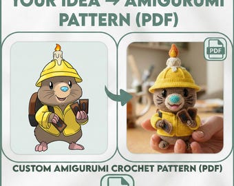 Patrón de amigurumi personalizado a crochet / Hecho a pedido (Descarga PDF)