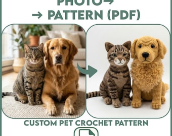 Patrón de crochet para mascota personalizado en PDF a partir de foto / Amigurumi hecho a medida