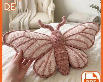 Butterfly Pillow Crochet Pattern, Plush Amigurumi Cushion, Large Chenille Butterfly PDF, Digital Download