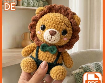Amigurumi Lion Crochet Pattern, Little Gentleman Chenille Toy Tutorial (PDF)