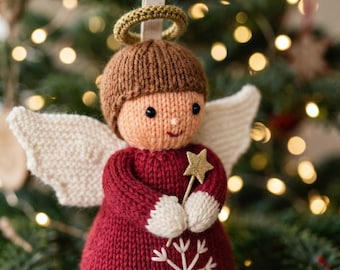 Weihnachtsengel-Strickanleitung (PDF), gestrickter Engel als Baumschmuck, Weihnachtsdekoration, festliches Erinnerungsstück
