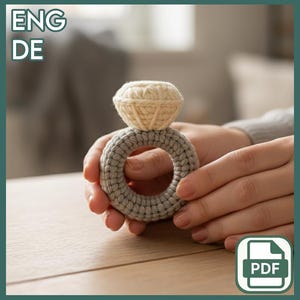 Diamond Ring Crochet Pattern PDF: Low-Sew Beginner Amigurumi (Instant Download)