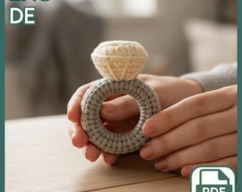 Patrón de anillo de diamantes a crochet en PDF: Amigurumi para principiantes con costura baja (descarga instantánea)