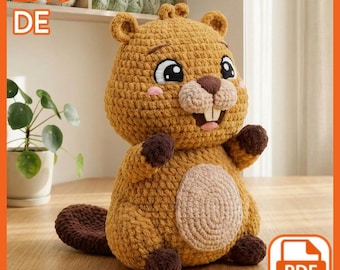 Amigurumi Beaver Crochet Pattern | Chubby Chenille Plush Tutorial (PDF Download)