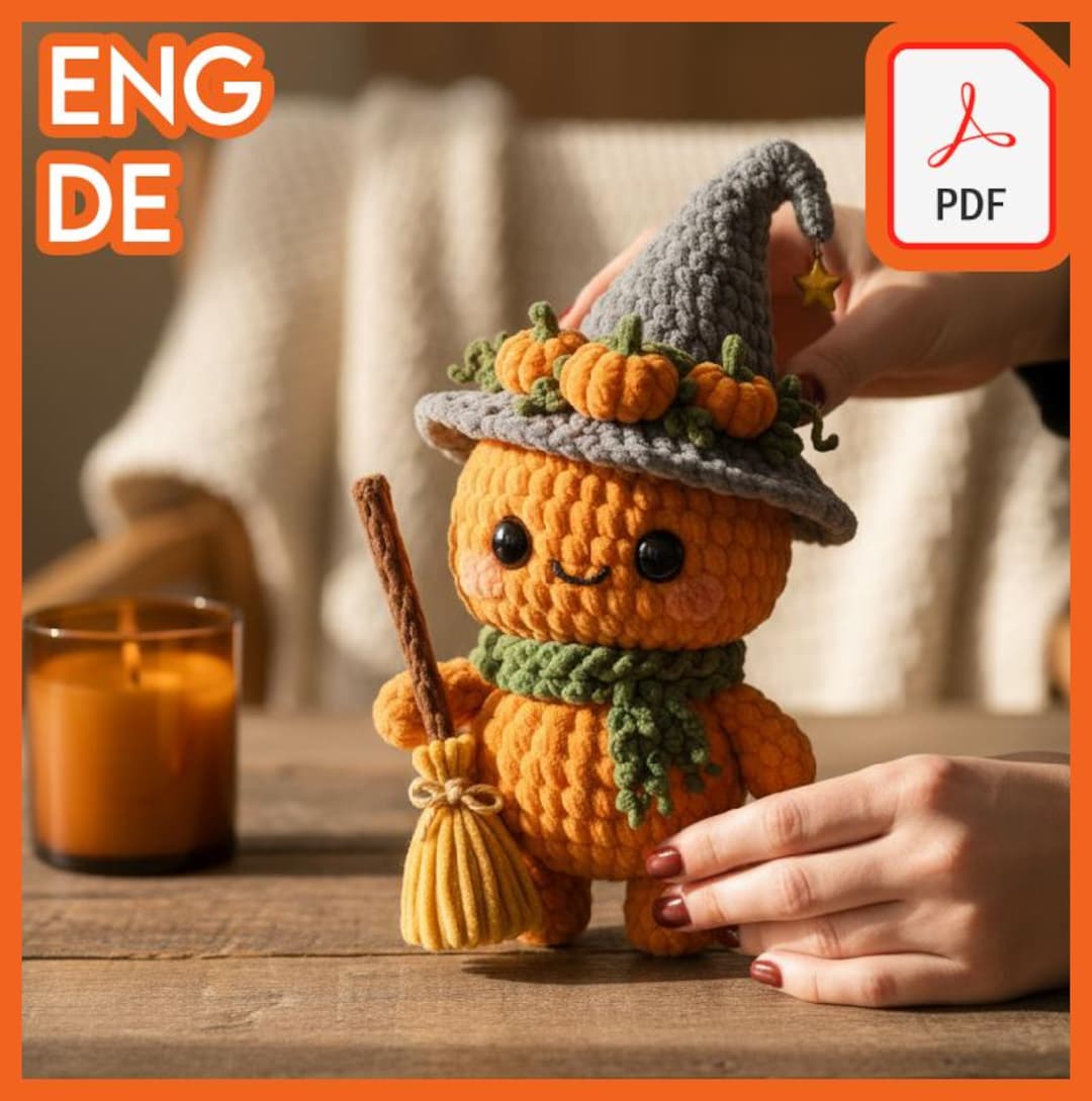 Pumpkin Witch Amigurumi Crochet Pattern: Halloween Plushie (PDF) - Etsy