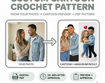 Patrón de pareja de crochet personalizado a partir de foto / Muñeca amigurumi personalizada (Descarga PDF)