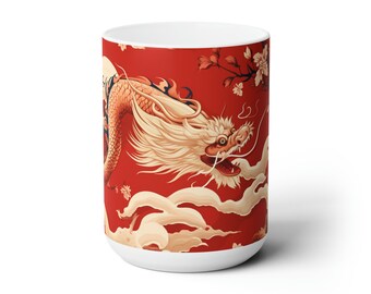 Chinese New Year 2024, Year Of The Dragon, Lunar New Year, Happy New Year, Dragon, Dragons, Asian Art, Chinese Art, Ceramic Mug 15oz (C)